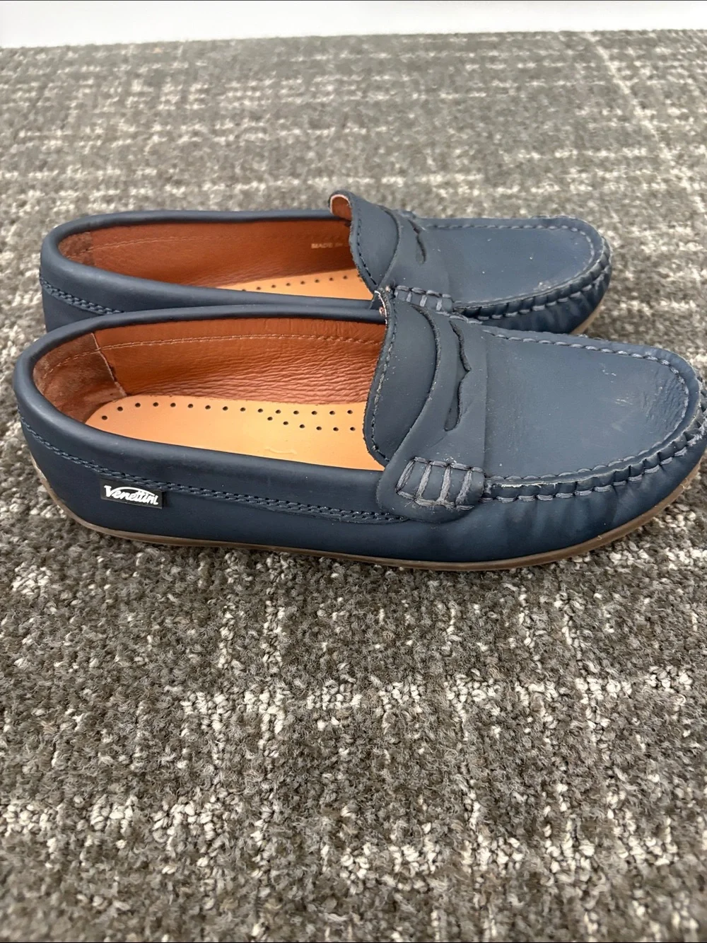 Venettini Navy Blue Kids Moccasin Loafers